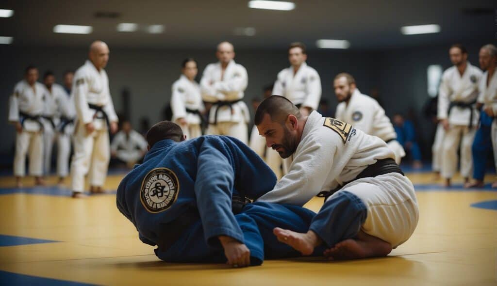 A group of BJJ practitioners gather on the mat, exchanging techniques and sparring in a supportive and inclusive environment